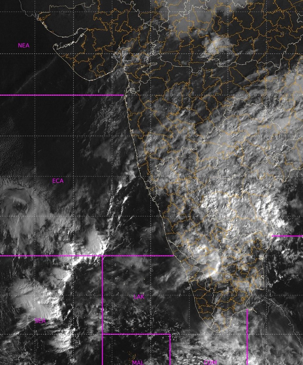 Hosalikar_KS's tweet photo. 7 Jan Morning 
Latest high resolution satellite image. Cloudy southern peninsula with parts of S Mah also covered. 
Mumbai min temp today19.8°C at Scz.
Light to mod spells of rain reported at isol places in S M Mah in last 24 hrs.
Trend likely to cont today too.⛅🌩🌧 https://t.co/QfuqxL2Kzh