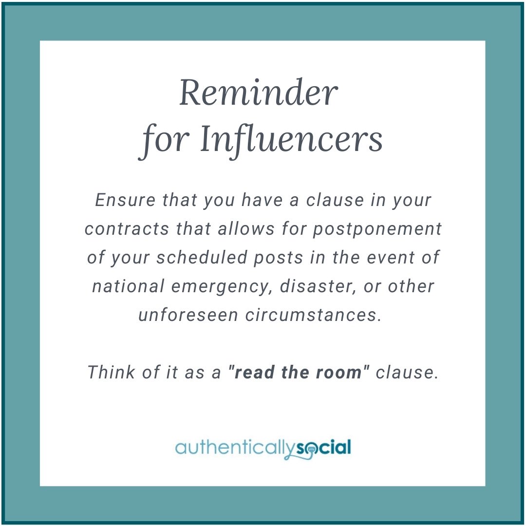 authsocial's tweet photo. Influencers: make sure your contracts have a “read the room” clause (obviously not a legal term 😉)  #influencermarketing https://t.co/rIPU8sU9SU
