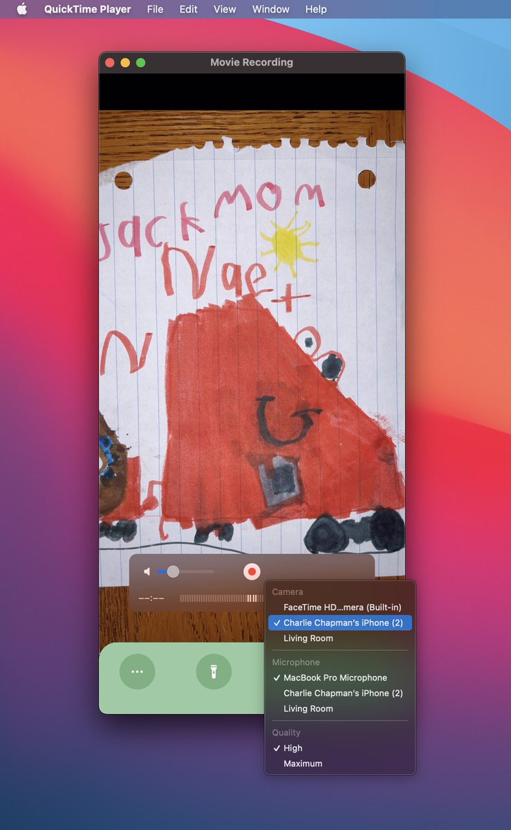 OverviewerApp's tweet image. On a Mac but not using Zoom? You can share your iPhone in any video conference software that lets you share your Mac’s screen:

- Open QuickTime
- Click File -&amp;gt; New Movie Recording
- Tap the caret next to the record button and select your iPhone
- Share QuickTime app in call