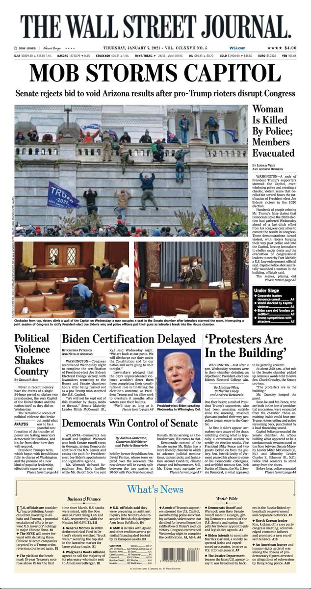 These are the newspapers’ front pages following the insurrection at the U.S. Capitol on Jan. 6, 2021. Please send me the ones that I’m missing. I’ll add more as they become available.10/