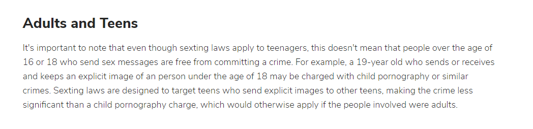 frananances's tweet photo. @BobbyC41233919 @TedNivison This is federal law in the US and actually lol gives an example of a 19 year old receiving -18 girls nudes. Which he has said in the discord he sexted with many underage girls. https://t.co/mnJPU6QQUS