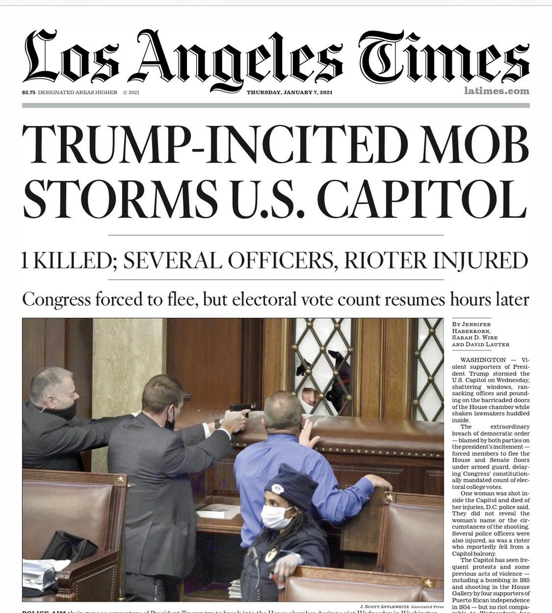 These are the newspapers’ front pages following the insurrection at the U.S. Capitol on Jan. 6, 2021. Please send me the ones that I’m missing. I’ll add more as they become available.11/