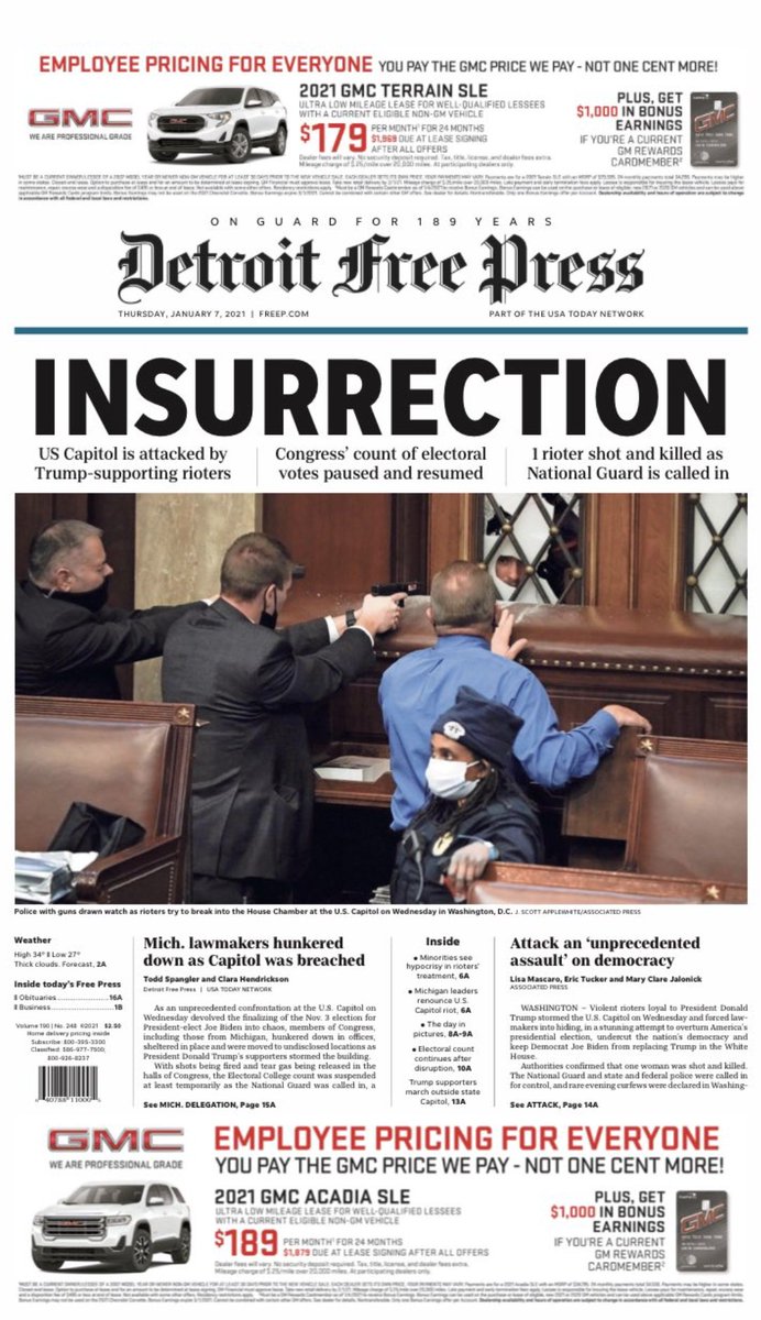 'Insurrection' was the hammer headline of the day 2/