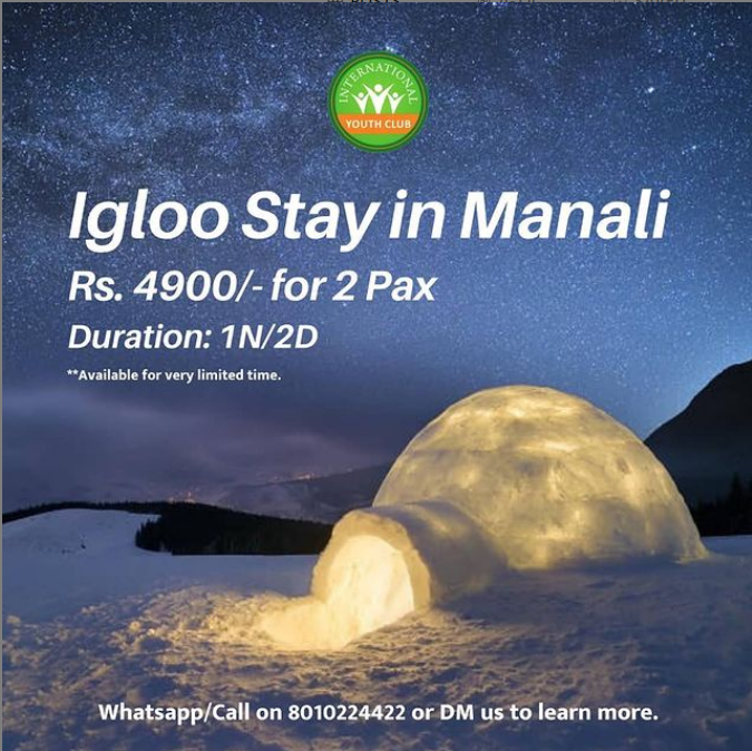 IYC_Social's tweet photo. Igloo Stay in Manali

We all have dreamt at least once to live in an igloo in our childhood. Well now is the time to make that dream come true. Spend 2 Days and 1 Night at one of the most beautiful and exciting accommodations in the world.

#igloo #manali #himachal #travel #india https://t.co/PO09nWku6X