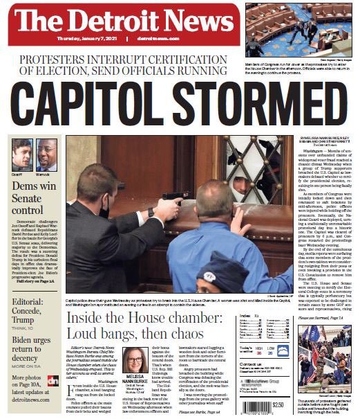 These are the newspapers’ front pages following the insurrection at the U.S. Capitol on Jan. 6, 2021. Please send me the ones that I’m missing. I’ll add more as they become available.14/