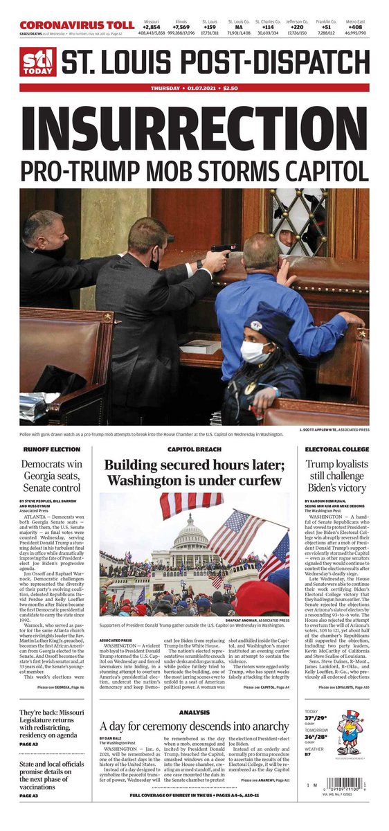 These are the newspapers’ front pages following the insurrection at the U.S. Capitol on Jan. 6, 2021. Please send me the ones that I’m missing. I’ll add more as they become available.14/