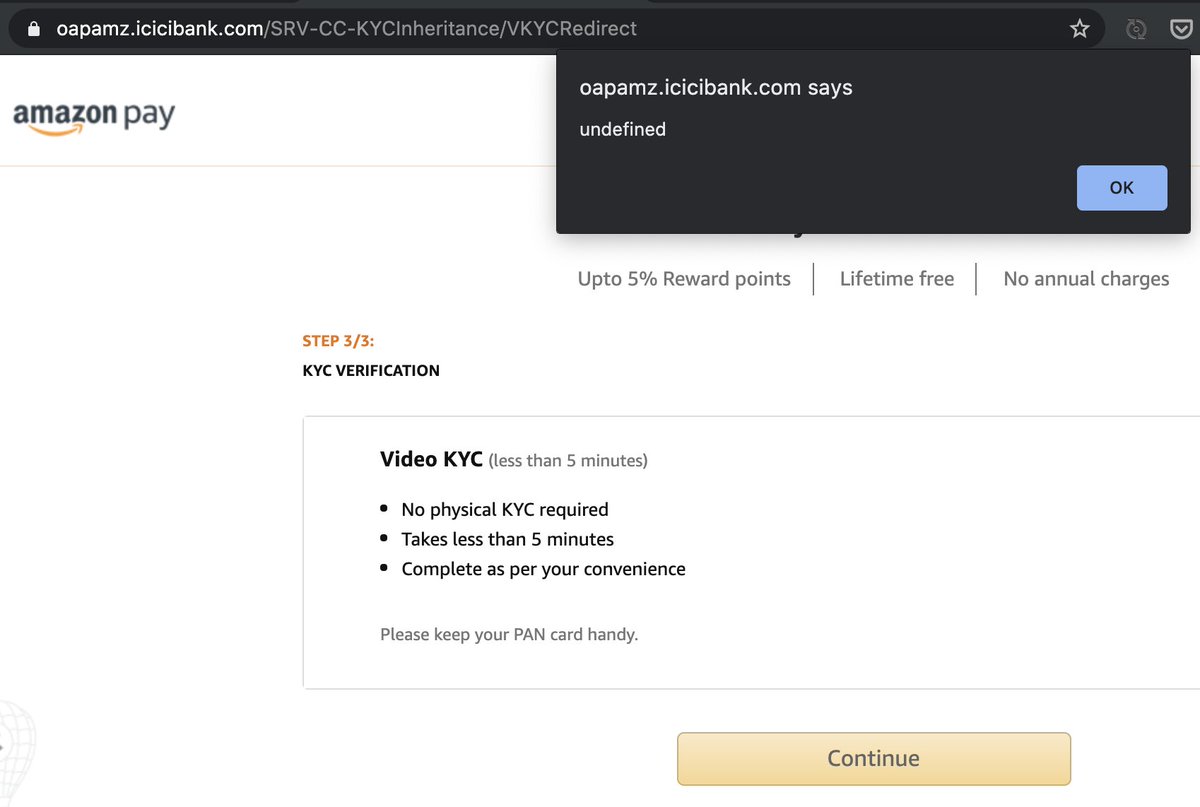 ashokgujju's tweet photo. @ICICIBank_Care @amazonpay getting this error when I try to do video kyc for amazon pay icici credit card from last 9 days. please fix it. https://t.co/IS4qfy9WbL