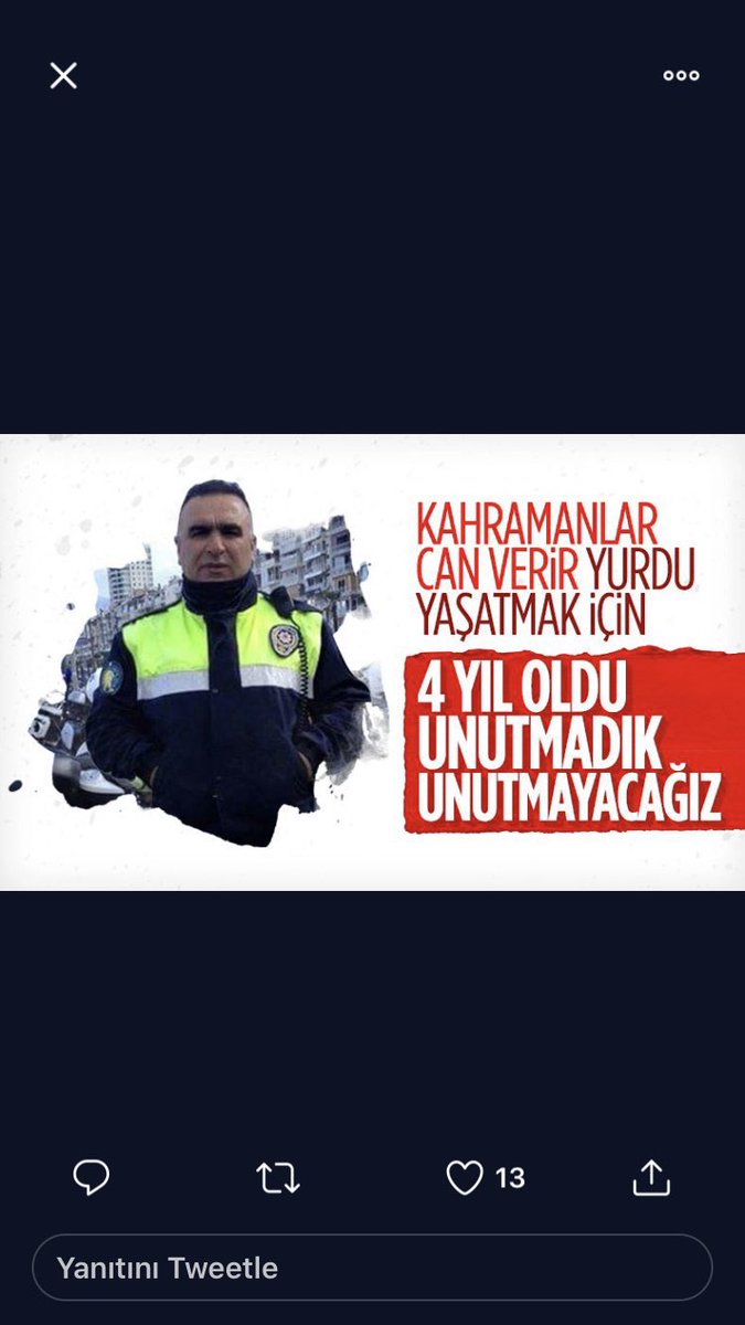 Kahramanlar can verir, yurdu yaşatmak için! 🇹🇷

İzmir'deki hain terör saldırısına canı pahasına meydan okuyarak onlarca vatandaşımızın hayatını kurtaran kahraman polisimiz #FethiSekin'i vefatının dördüncü yılında saygı, minnet ve rahmetle anıyoruz.
