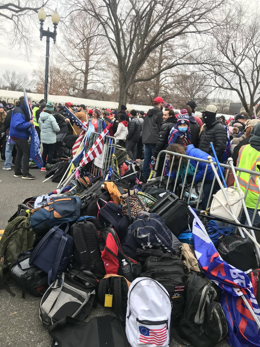 @thisLAJenn  @BrutalBrittany2 1/ Time to fill you in on what I know about MAGA people storming the capital. There was a security concern about backpacks so they were allowed to be tossed outside the event. (Photo provided by a patriot) What could possibly go wrong???