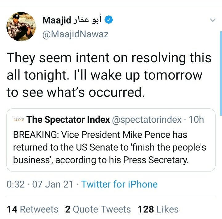 After the rioting, his analysis was that the Wisconsin & Pennsylvania state legislatures could now decertify the EC slates. He later realised Congress might proceed. (He'd never previously noticed how House/Senate majorities to certify made his 1876 deadlock claims obvs wrong)