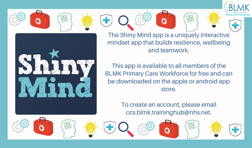 A reminder that <a href="/shinymindcoach/">ShinyMind</a> is available to everyone in Primary Care for free. Take some time to build resilience, improve your wellbeing and feeling more connected to your team. Let 2021 be the year we #thinkbetter #feelbetter and #bebetter together
