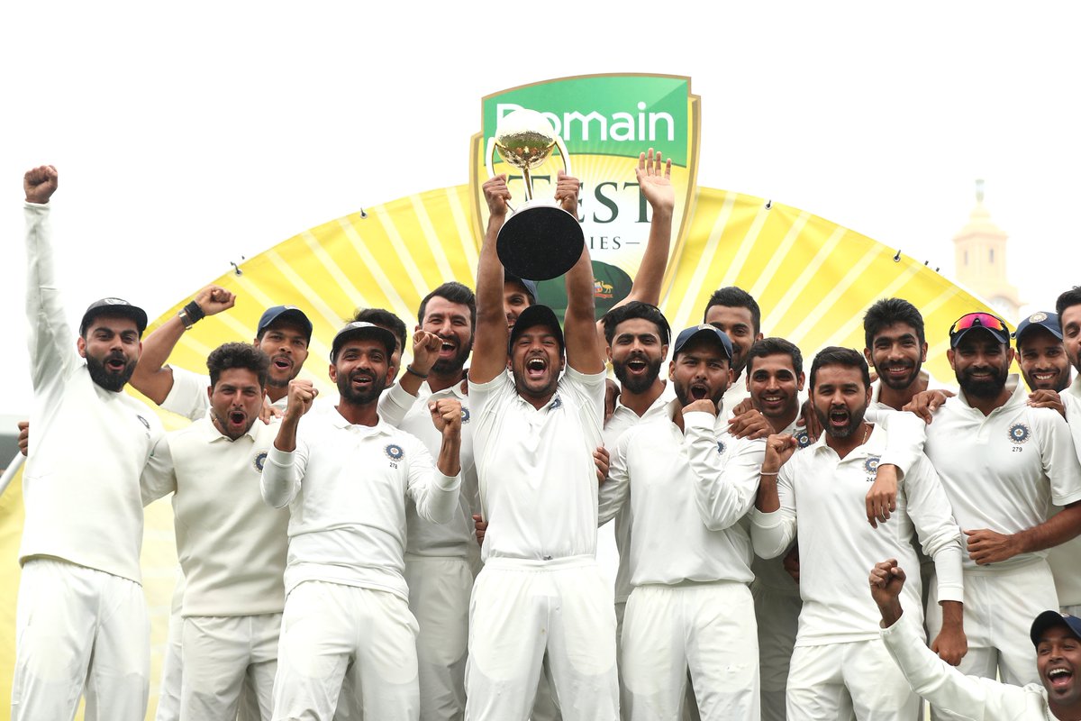 BCCI's tweet photo. #OnThisDay in 2019, #TeamIndia created history by becoming the first team from Asia to win a Test series in Australia. 👊👌

🇮🇳 won the series 2-1 🙌 https://t.co/3BAxNEfz5u
