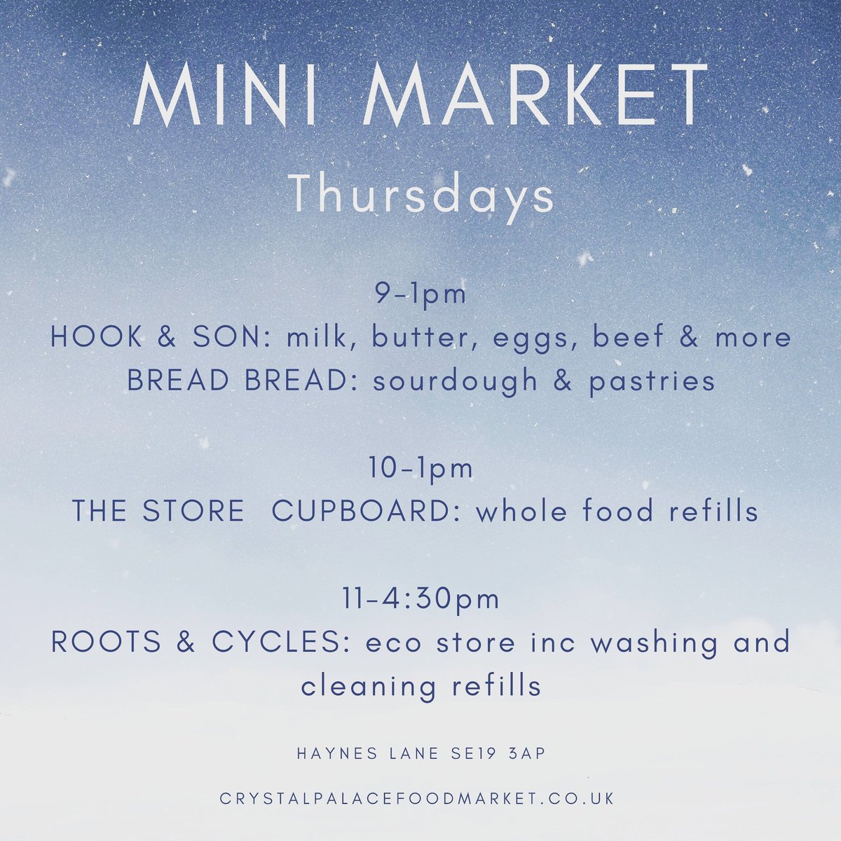 CPFoodMarket's tweet photo. 👍AVOID THE QUEUES👍
THURSDAY MINI MARKET
🌏 9-1pm
@hookandsonfarm
@Breadbreadhead
🌏 10-1pm
@StoreCupboardCP
🌏 11-4:30pm
@rootsandcycles
Haynes Lane SE19 3AP
https://t.co/gR371QZm7F
#avoidthequeues #crystalpalace #crystalpalacefoodmarket #SE19 #foodmarket #shopse19 https://t.co/g2B3tIE647
