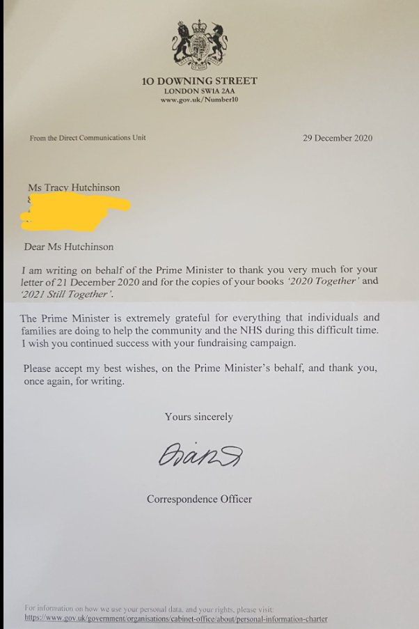 tracyjh8's tweet photo. The Prime Minister received his copies of the anthologies. Whether he sees them or not is another matter. @NHSCharities #WritingCommunity #2020Together #2021StillTogether https://t.co/Yt8dfQMzY2
