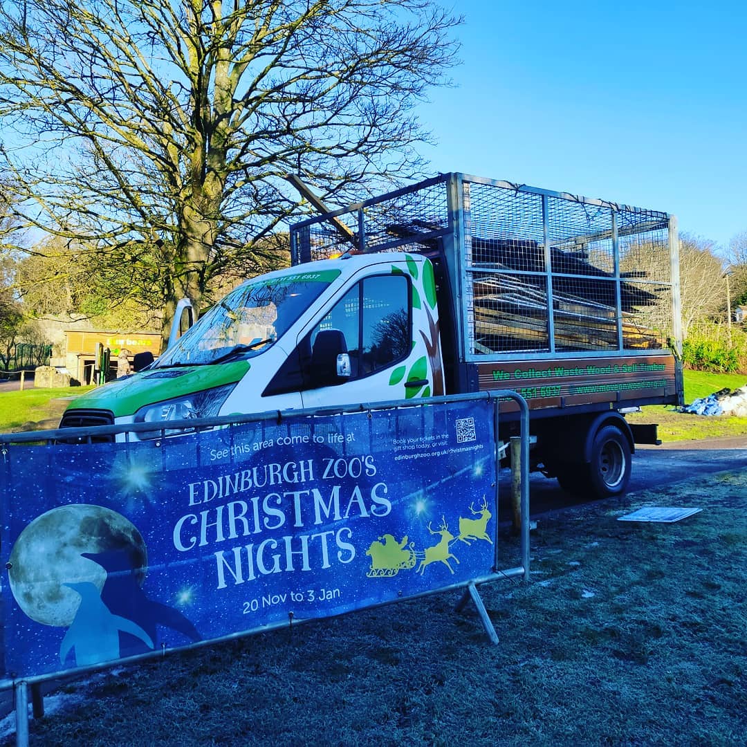 BigHouseEvents's tweet photo. We started the new year removing our installation from edinburghzoo. 

A cold and muddy start to the year, so it was a great moral boost to use MoveOn Wood Recycling to help with site clearance. 

Removing the cost of skip hire, van logistics, labour and improving moral for the https://t.co/8eCq879Zja