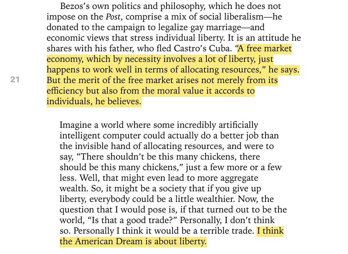 “”A free market economy, which by necessity involves a lot of liberty, just happens to work well in terms of allocating resources” he says. But the merit of the free market arises not merely from its efficiency but also from the moral value it accords to individuals, he believes”