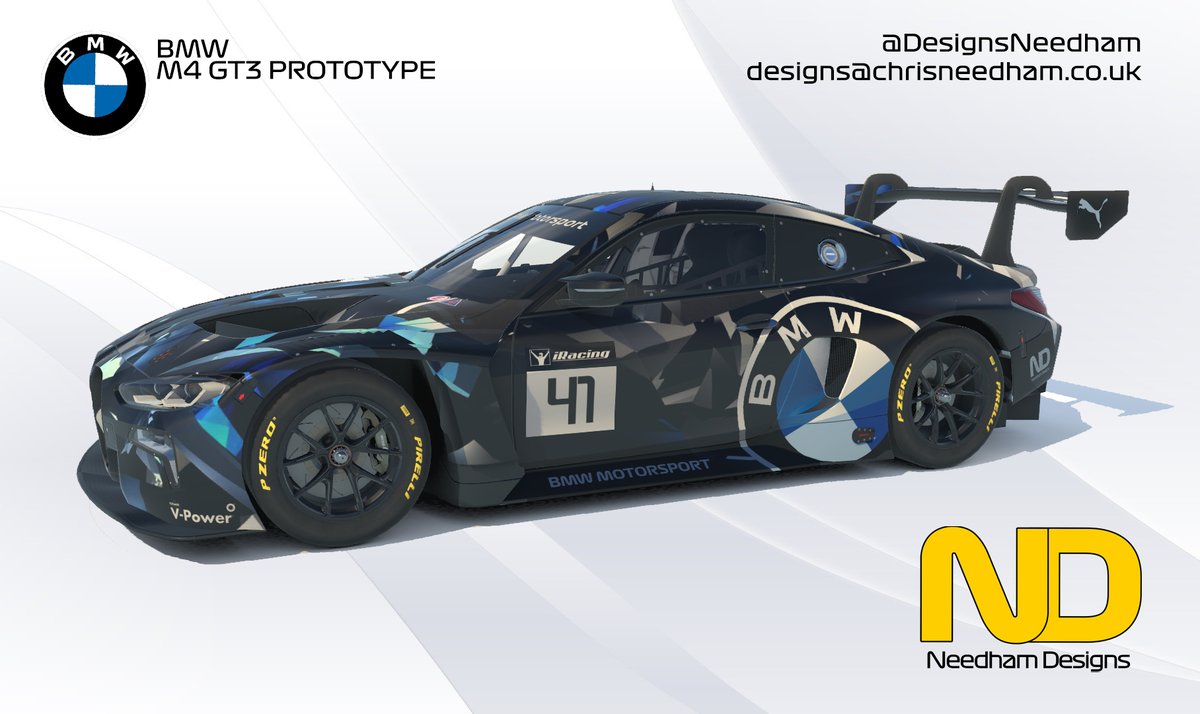 DesignsNeedham's tweet photo. Here's a few @BMWMotorsport M4 GT3 Prototype #custompaints for @iRacing sim racers. Now available for FREE over on @tradingpaints
#customiracinglivery #custombmwpaints #bmwlivery
https://t.co/hnz6Zoa0n8 https://t.co/Vrxwidr7Zw
