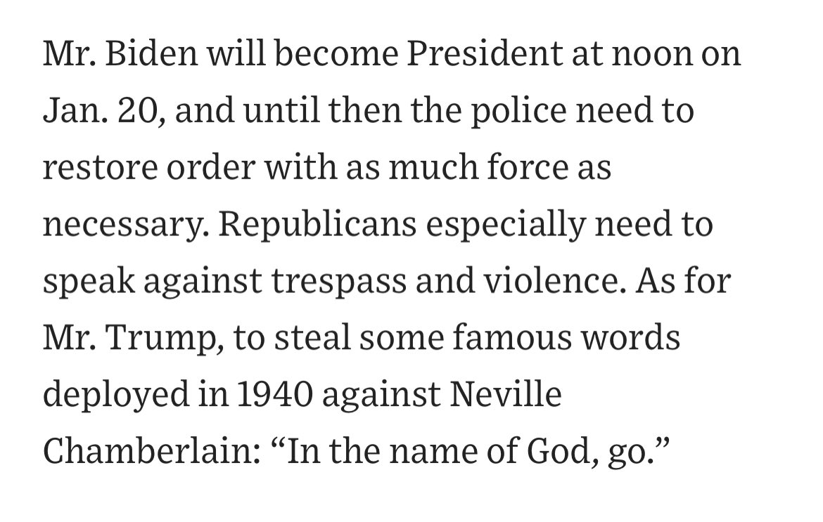 From the conservative  @wsj editorial board to President Trump: “In the name of God, go.”