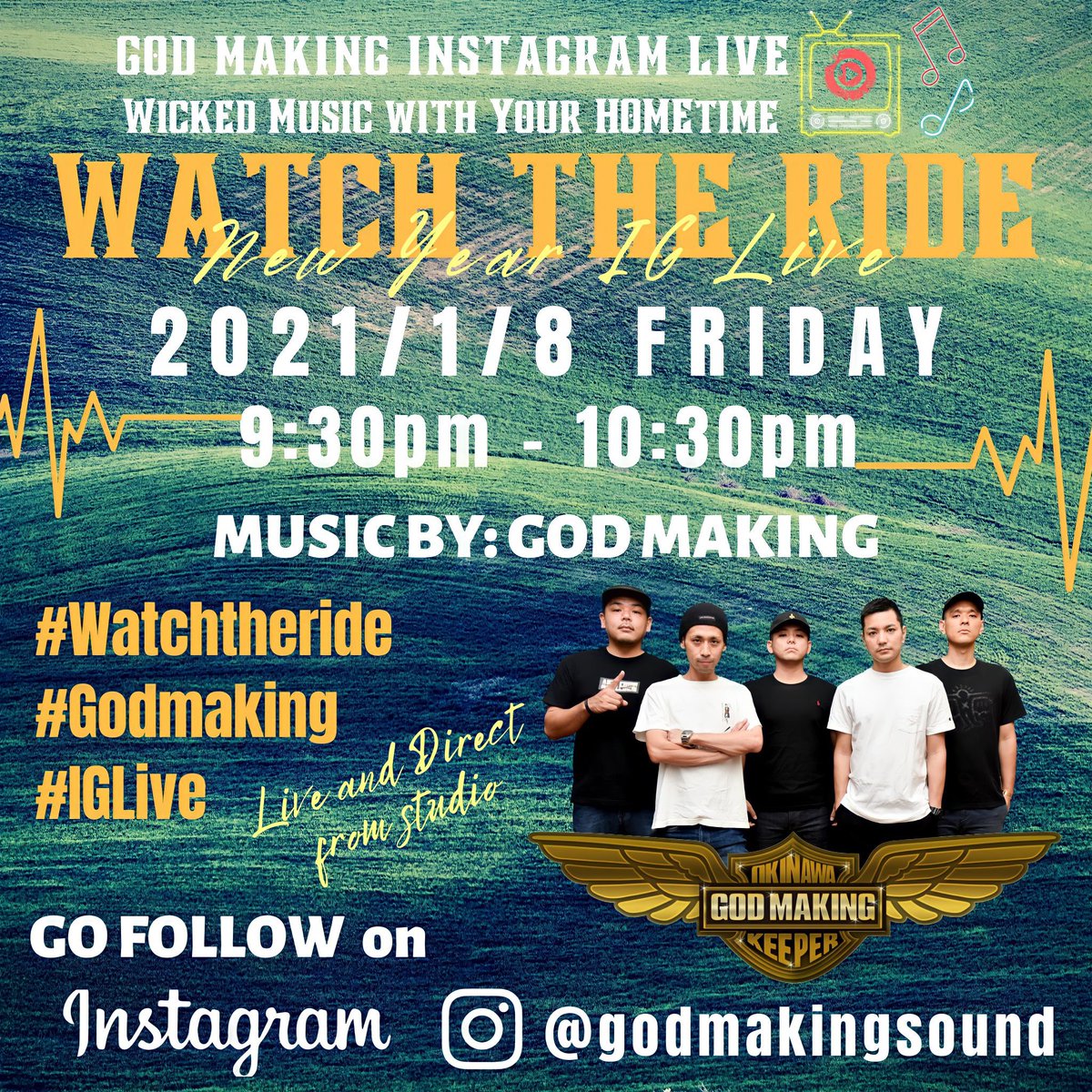 ZUMI_GodMaking's tweet photo. 新年1発目 #godmaking‼️
明日インスタライブを配信します
2021 1/8(金)
WATCH THE RIDE
IG LIVE 21:30 - 22:30
GO FOLLOW on INSTAGRAM🔽
https://t.co/YNUVf4KMaV
"MUZIK BY"
GOD MAKING
是非ご視聴コメント等も
気軽にユタシクです📲 https://t.co/yifkxIM58k