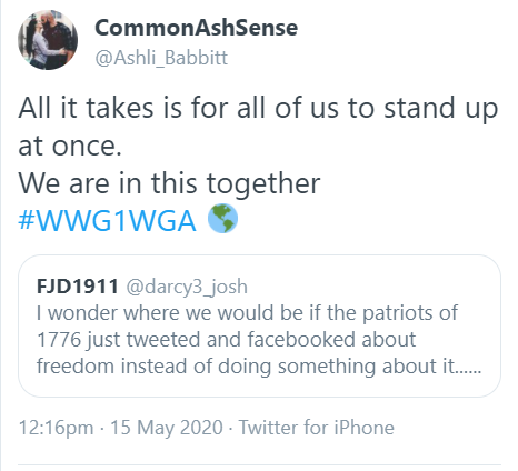What happened at the Capitol was entirely predicable and predicted. The far right has been actively recruiting and preparing for stuff like this for years.I'll end this thread for now with a one of Ashli's tweets from May 2020. You can see foreshadowing of what happened today.