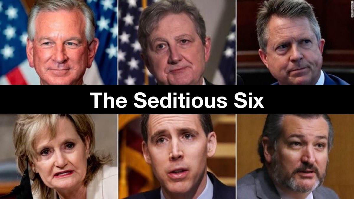 piyushmittal's tweet photo. These are the six US Senators who objected to the certification of our general election results: https://t.co/Zo8QrMtE9A