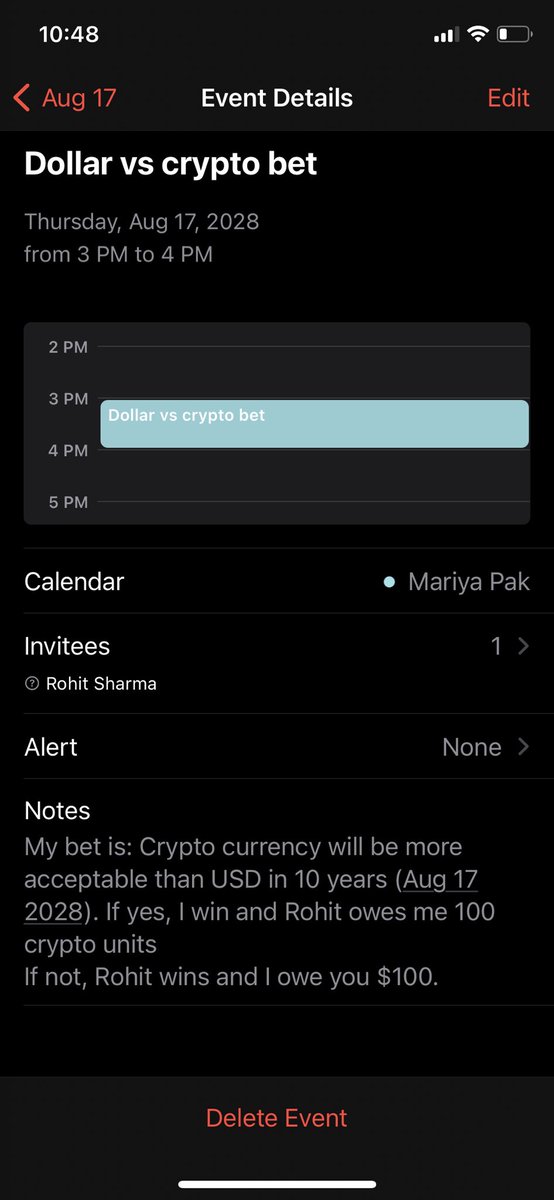 MissMashulya's tweet photo. @rnsharma look what I found from over 2 years ago!!! And I also found a calendar invite to you which you haven’t accepted. Now let’s settle which crypto units it’s gonna be, #bitcoin or #ETH? https://t.co/7y1jWG6cXZ