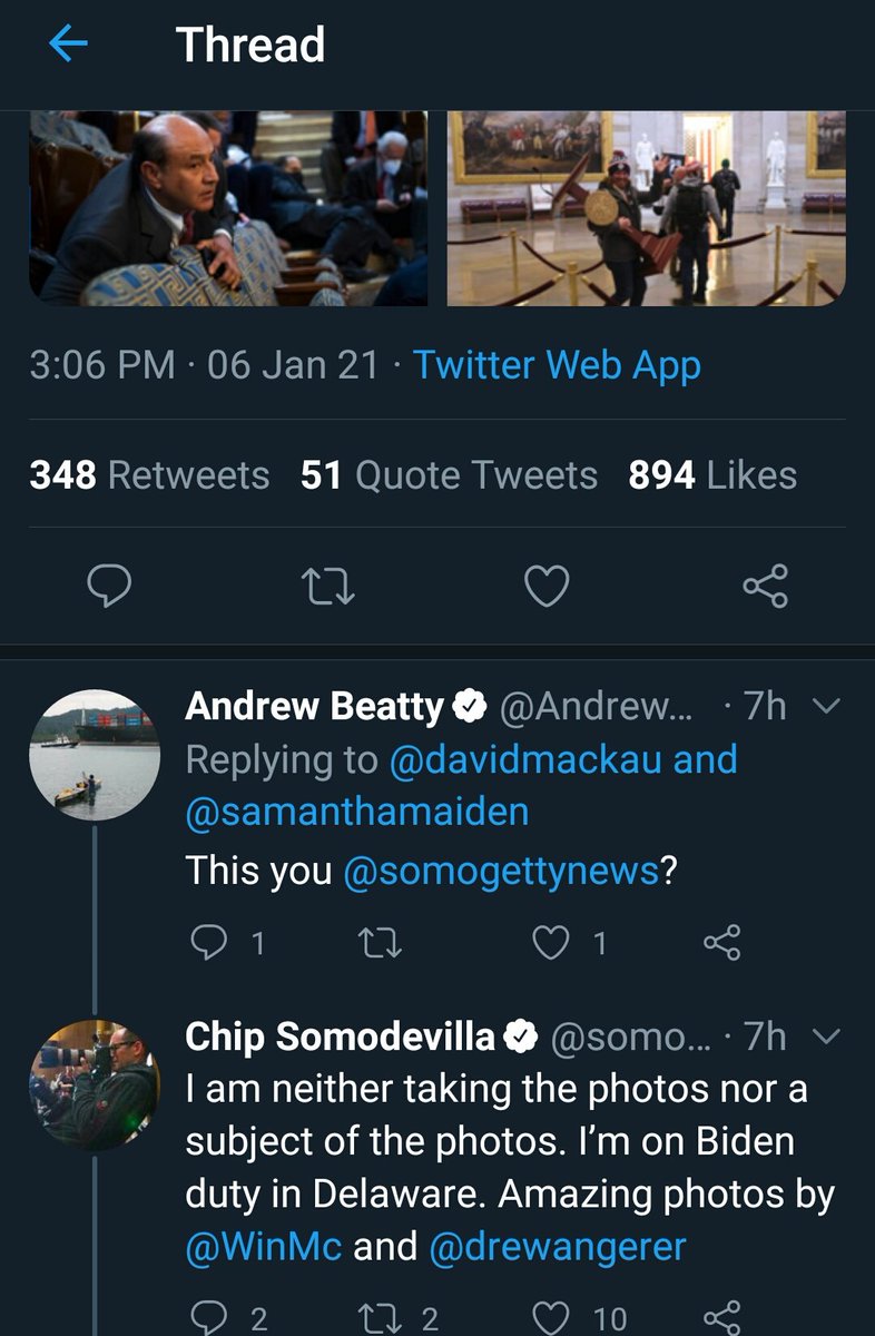 5. So I went in search of the Getty Photo photographer... I share the reply under the MORE post. Notice Chip Somodevilla's comment. He did not take them bc he is on Biden duty. He credits 2 others from Getty.