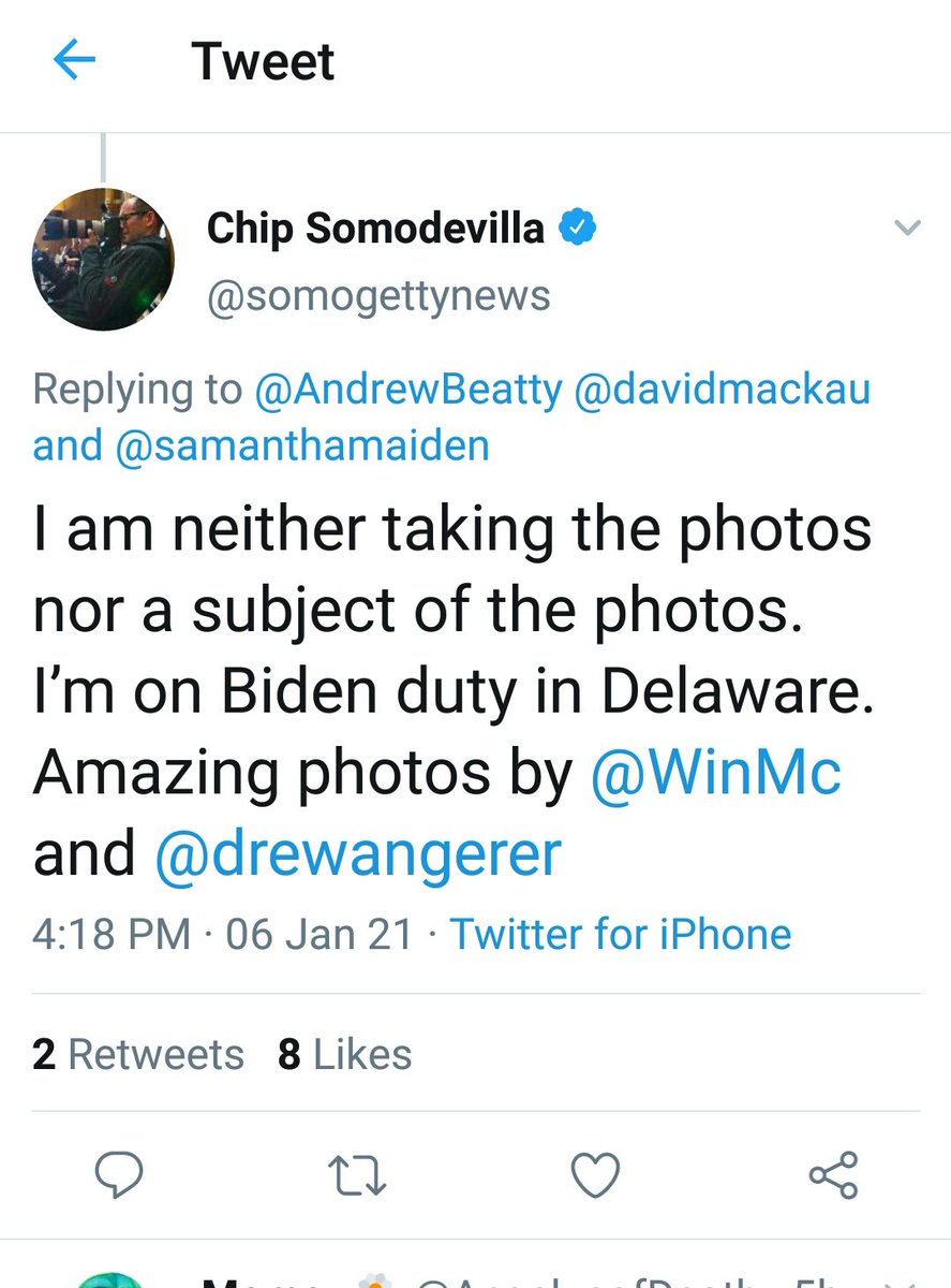 5. So I went in search of the Getty Photo photographer... I share the reply under the MORE post. Notice Chip Somodevilla's comment. He did not take them bc he is on Biden duty. He credits 2 others from Getty.