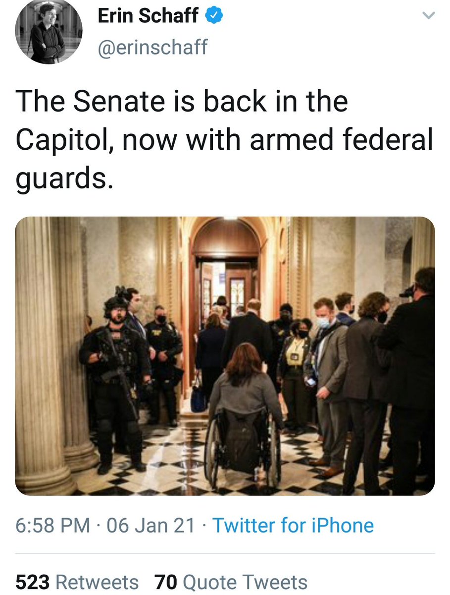 7. I then found another person talking about another incredible image. Mike Baker of NYT. He credits Erin Schaff with the photo, also of the NYT. She must of been with the House member when this all took place, but was also there to snap one of Nancy when she returned.