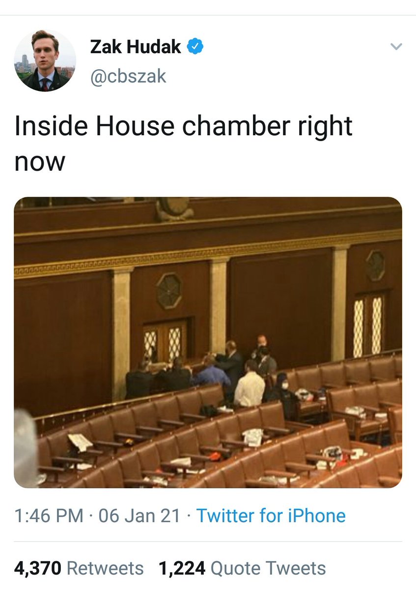 9. Zac Hudak stayed inside the House chamber and snapped this photo. He later tweeted an Opinion piece for WAPO and other CBS news article.