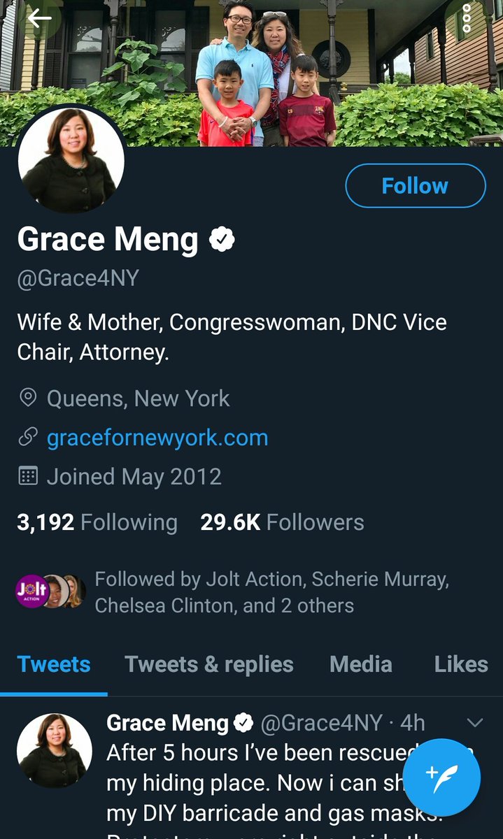 11. He alao tweeted this about Grace Meng, the DNC Vice Chair who was in her "hiding place" for 5 hours in what looks like a hotel room, but idk. People were chanting USA, USA outside and it was scary.