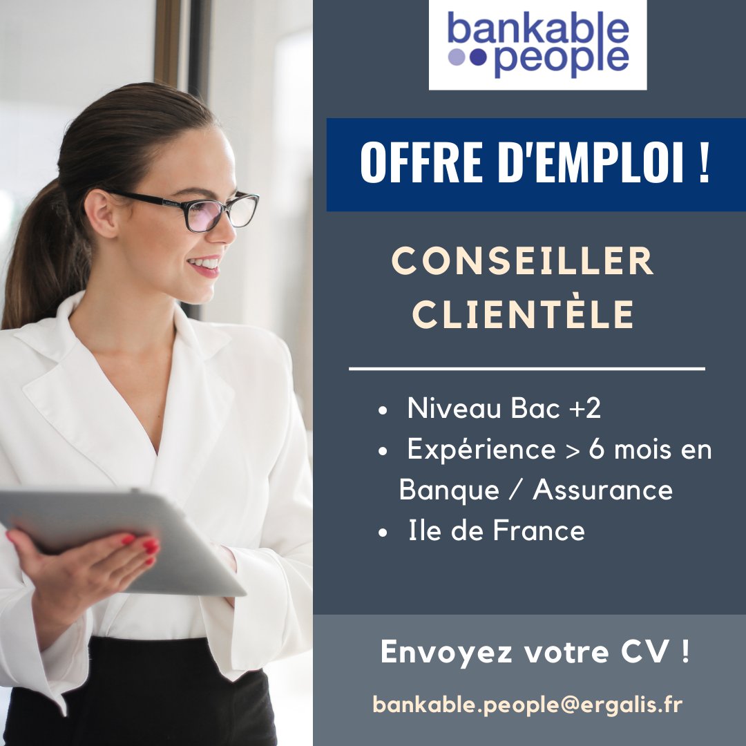 🔎 [#Recrutement] Bankable People recherche des #Conseiller(e)s #Clienteles .
 Pour en savoir plus, postulez en ligne : buff.ly/2JPTRHm
📧 Envoyez votre candidature spontanée sur bankable.people@ergalis.fr
#bankablepeople #banque #offresdemploi #iciçarecrute