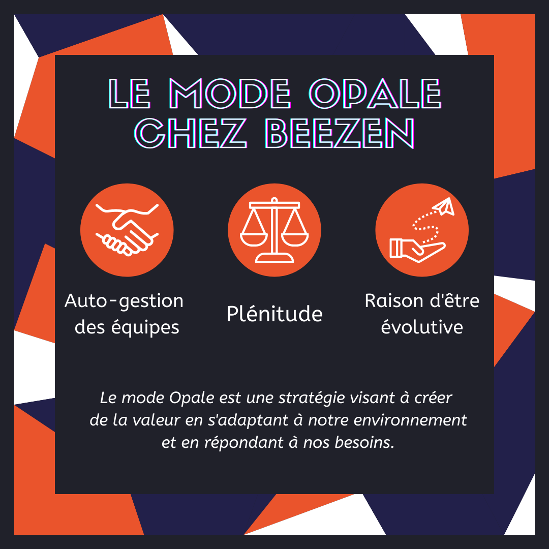 “Entreprise libérée”, “management horizontal”, “empowerment des employés…”  🧐 

L’Opale c’est un organisme vivant qui repose sur trois grands principes :

➡️  L’autogestion des équipes 
➡️  La plénitude 
➡️  La raison d’être évolutive 

#Opale #Beezen #techforgood