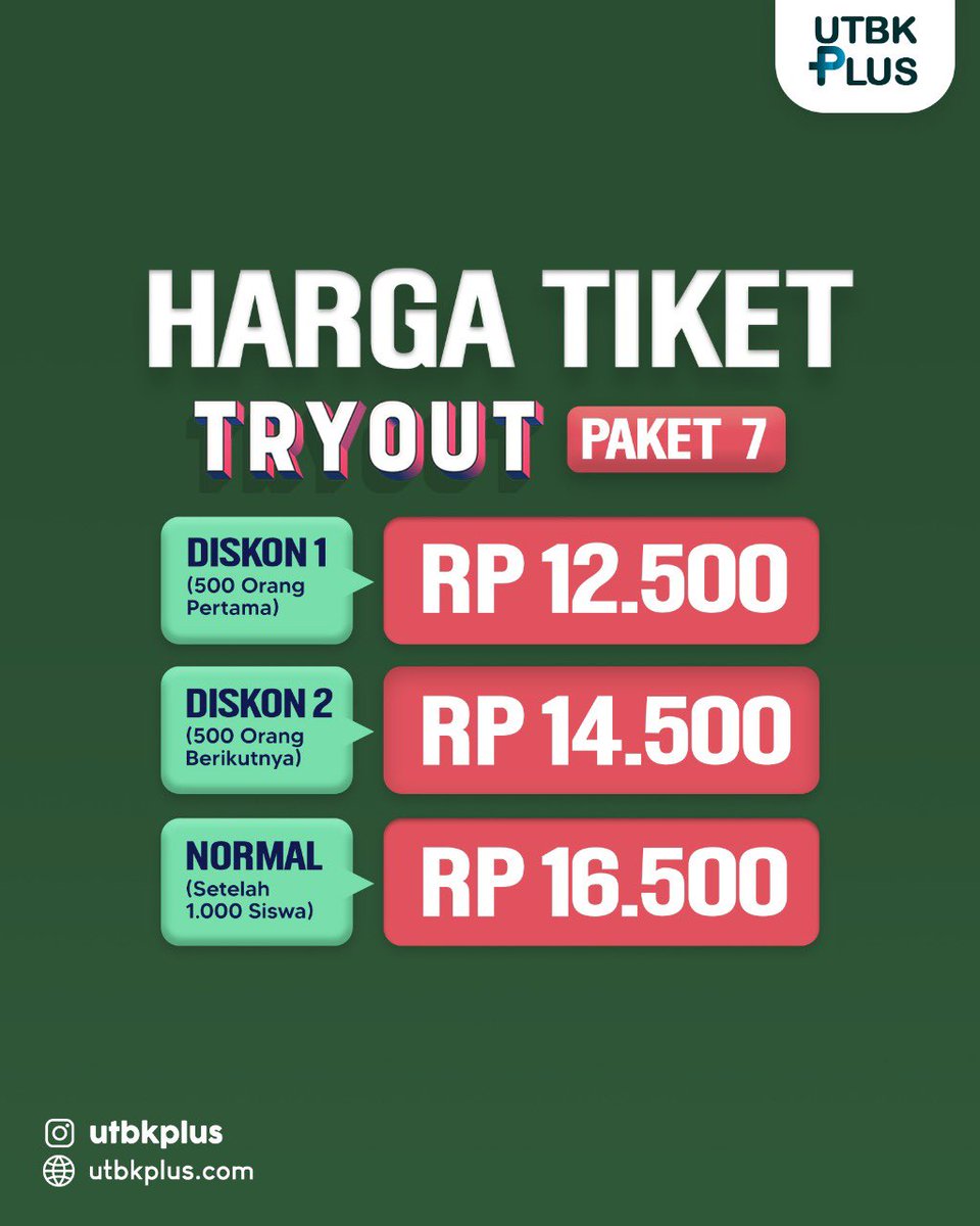 utbkplus's tweet photo. Ini dia yang kalian tunggu!!🥳 Try Out @utbkplus Paket 7 TPS +TKA Sudah Dibuka🚀🔥
#tryout #tryoututbk #tryoutptn #tryoutsbmptn #tryoutonline #UTBK #UTBKSBMPTN #SBMPTN #SNMPTN https://t.co/U110bBCLM6