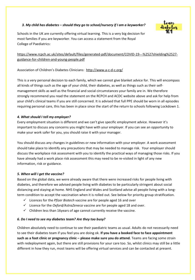 _diabetes101's tweet photo. 🚨FAQ’s v.Lockdown3🚨 

Understandably there are lots of queries &amp; anxieties around the latest lockdown info

In true ‘101 Style’; we tried to compile all the A’s to your Q’s: 🤔

➡️ vaccines 💉 
➡️ shielding 👤
➡️ new variant 🦠 
➡️ how can you help? 👍🏻
➡️ upcoming appts 👀 https://t.co/yQS9EWp6b6