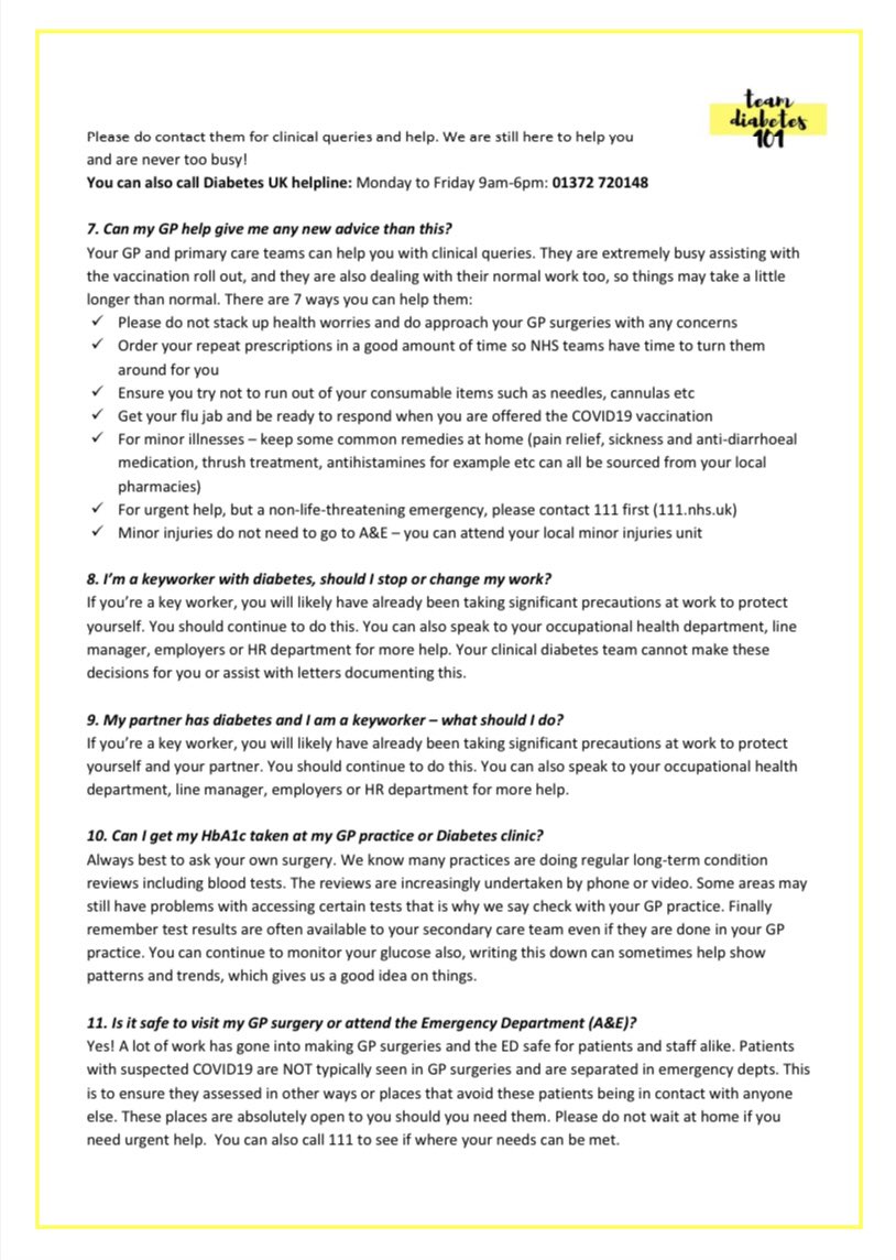 _diabetes101's tweet photo. 🚨FAQ’s v.Lockdown3🚨 

Understandably there are lots of queries &amp; anxieties around the latest lockdown info

In true ‘101 Style’; we tried to compile all the A’s to your Q’s: 🤔

➡️ vaccines 💉 
➡️ shielding 👤
➡️ new variant 🦠 
➡️ how can you help? 👍🏻
➡️ upcoming appts 👀 https://t.co/yQS9EWp6b6