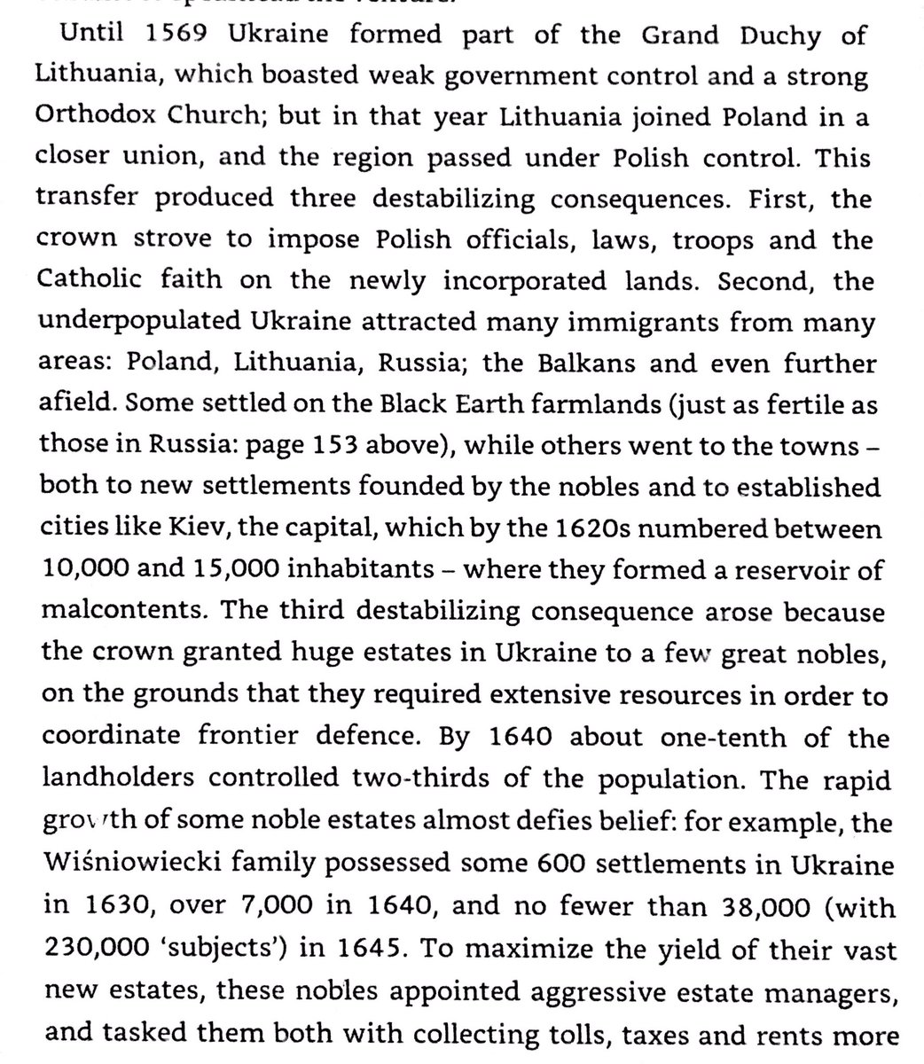 By 1640, 10% of the landholders in Polish Ukraine controlled 2/3rds of the population - justified by the nobles needing to fund frontier defenses. One Polish family ruled 230,000 people.