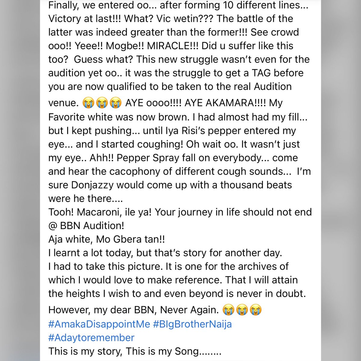 So about 2 years ago, February 1, 2019, I went for BBN Audition and I shared the experience on my Facebook. 
Read and Enjoy. 😁