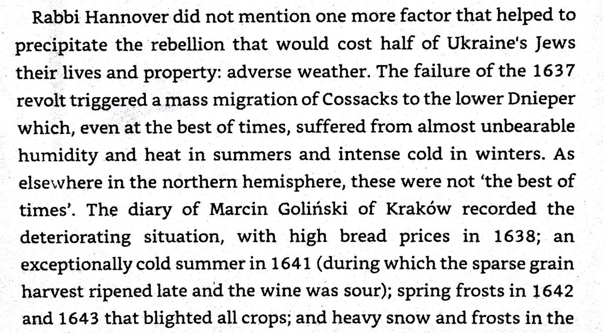 Ukraine had bad harvests in 1640s. With nothing to lose, charismatic & Jesuit-educated Bohdan Hmelnitsky led Ukrainians to rebel, rapidly gathering an army against Poles, Jews, & Catholics.
