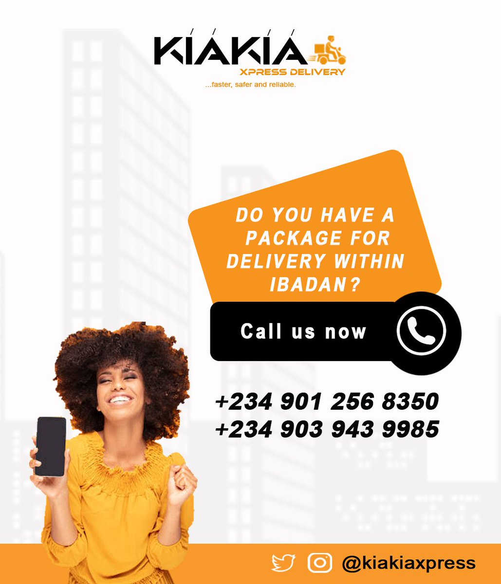 kiakiaxpress1's tweet photo. Do you have a package for delivery within Ibadan?

Call/whatsapp us now, 09012568350.

Fast delivery you can trust👍 https://t.co/A2lgZJxZec