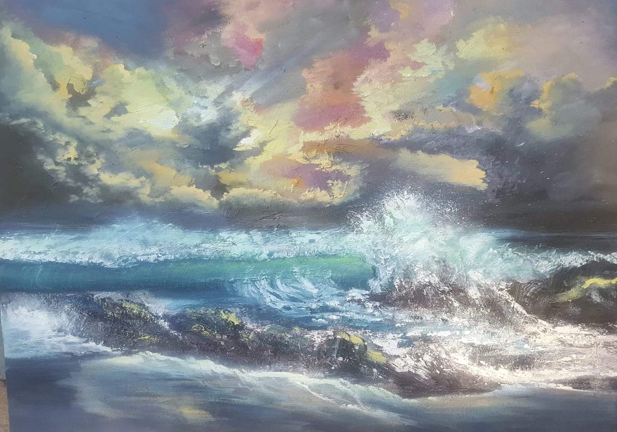 YvetteChiLLi's tweet photo. Strong wave oilpainting Some yellows this time .. #yvettechilli #love #nature #twitterart #sky #clouds #beach #waves  #crashingwave #waves  #photography #pretty #followforfollow #photooftheday #water #beauty #gofundme #likeforlike  #amazing #sea  #beautiful https://t.co/rEw2hP7ZqP