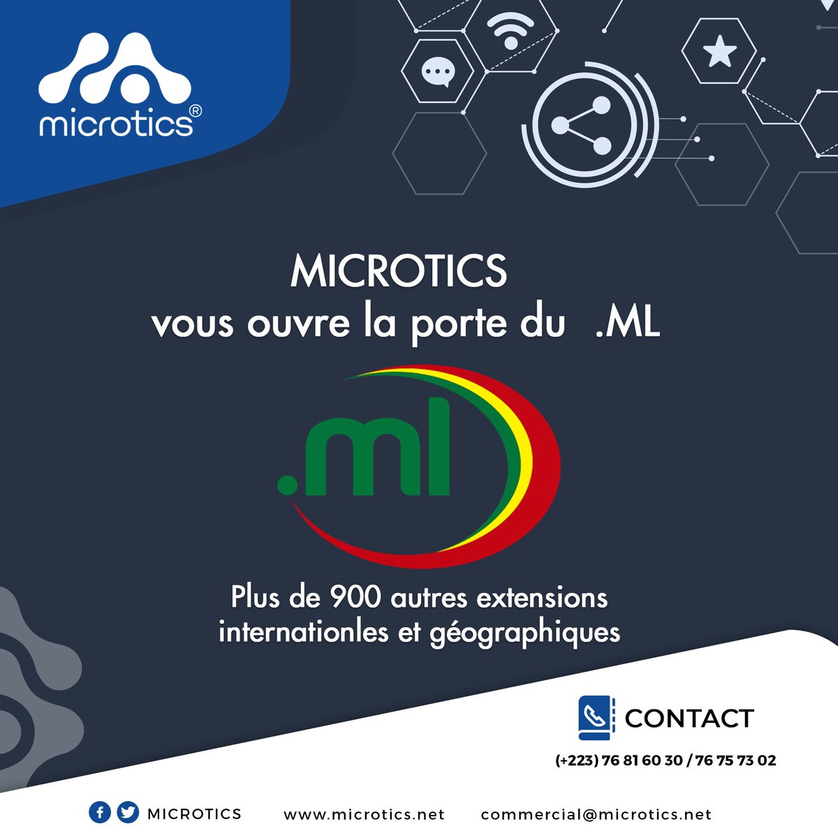 microtics's tweet photo. Tout commence avec un nom de domaine. Plus de 900 extensions internationales et géographiques. #Bamako #cactic #domaine #webhosting #hebergementweb https://t.co/QTomoqEjbI