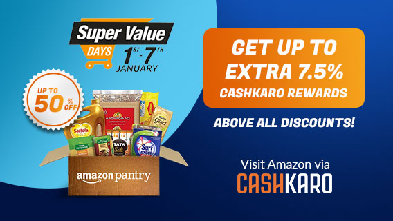 Cashkarocom's tweet photo. 𝐋𝐚𝐬𝐭 𝐃𝐚𝐲 to shop & save on #AmazonSuperValueDays! Shop via CashKaro & get Exxxtra Rewards on top: https://t.co/jOM5F6Qha5
.
#CashKaro #AmazonIndia #Amazon #savemore #savings #Rewards #AmazonPantry #Grocery https://t.co/pvO1wHiUGf