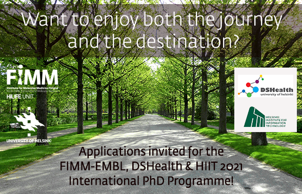 FIMM-EMBL, DSHealth & HIIT International PhD program call is now open! For more information and to apply: https://t.co/2HPneffAH9 @FIMM_UH @HiLIFE_helsinki https://t.co/cJUU9xprB5