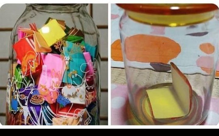 Japonya'da trend olan Mutluluk kumbaraları.
Sizi mutlu eden güzel birşey olursa ufak bir kâğıda  yazıp kavanoza atıyorsunuz. 
Yıl sonu biriken güzel hatıraları okuyup 
Mutluluğunuzu tazeliyorsunuz...
👀💬