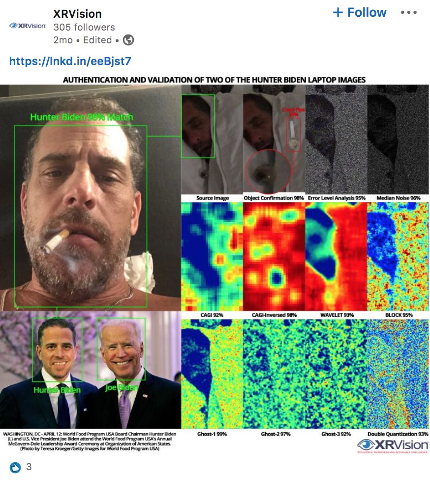 here are some more posts shared on XRVision's official LinkedIn page, the company that the Washington Times used as a facial recognition expert source to claim antifa was responsible for the violence at the Capitol