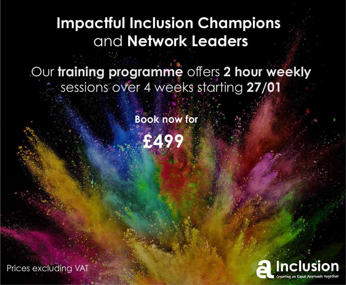 Do you think you have what it takes to become an Inclusion Champion? Our training could be the perfect way for you to start the new year... click below to find out more

eventbrite.co.uk/e/impactful-in…

 #inclusion #inspiration #leadership #hr #inclusionchampion #measuringimpact