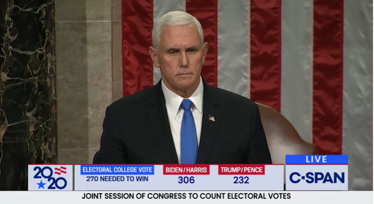 jamiedupree's tweet photo. At 3:41 am ET, Vice President Mike Pence announces the victory of Joe Biden over President Trump. https://t.co/9ebnaft0MC