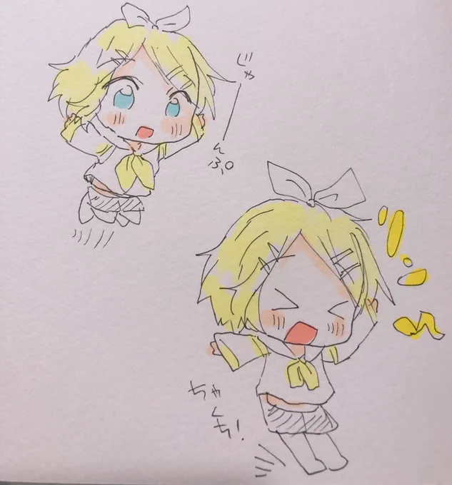 息子に肩を揺らされ椅子を揺らされながら描いた 