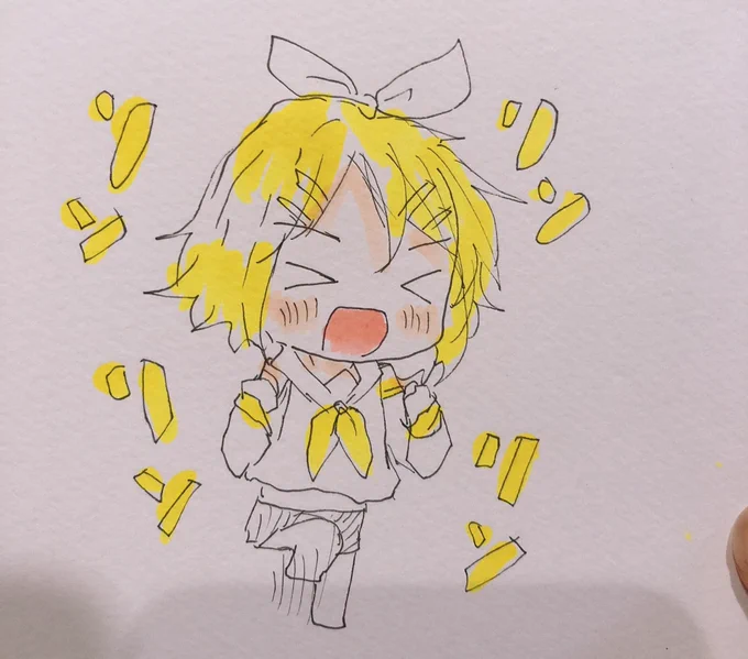 息子に肩を揺らされ椅子を揺らされながら描いた 